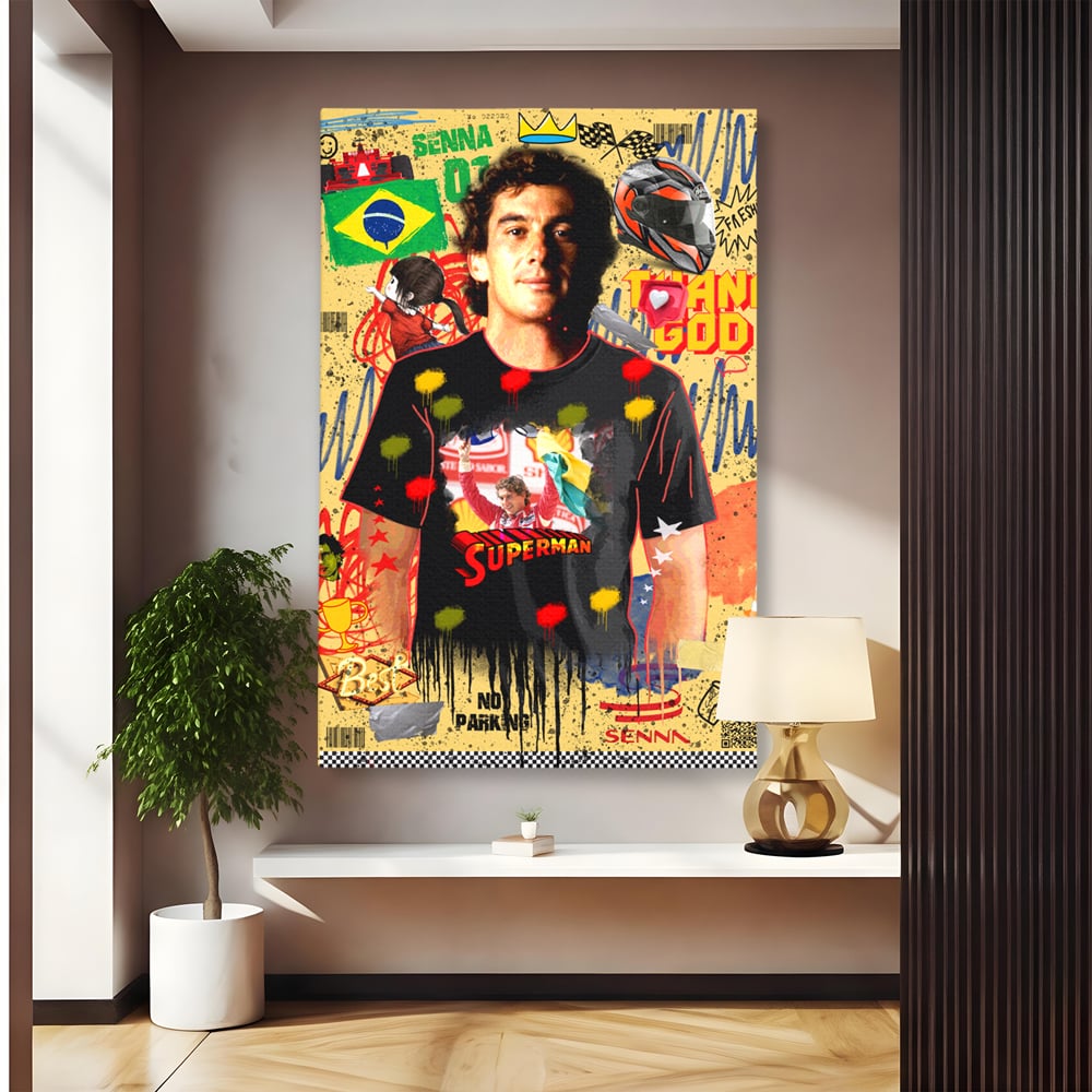 Tablou canvas cu tablou canvas cu ayrton senna, fara rama, pe sasiu de lemn
